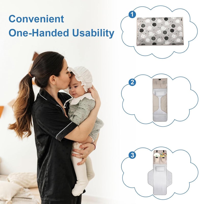 outtip 31" X 24.2" Extra Long Large Lightweight Toddler Diaper Changing Pad Travel, Cute Design 1-36 Month Infant Foldable Baby Changing Mat Wipeable, Changing Pad Portable for Station, Car, Stroller - Image 5